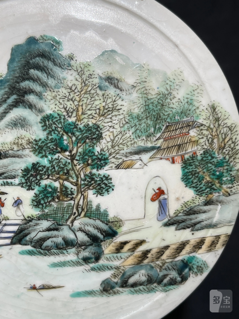清中期 仿定加彩山水纹砚滴 - 图4